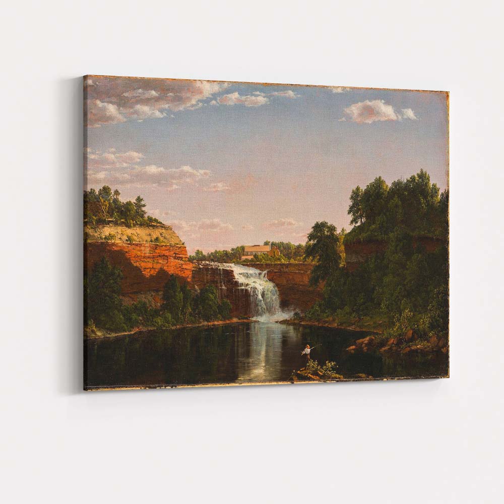 Sunlit Waterfall River Gorge Landscape Scenic Nature Canvas Wall Art Print Decor Picture Ready to Hang