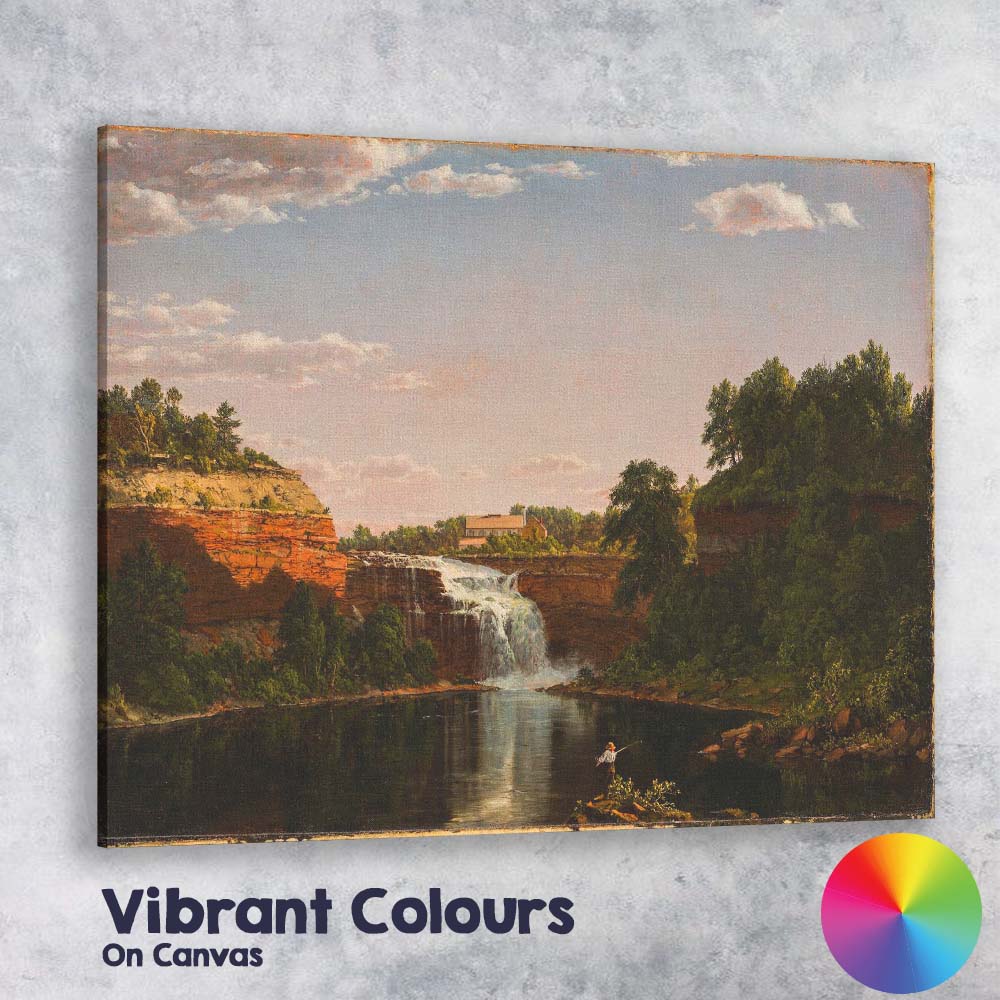 Sunlit Waterfall River Gorge Landscape Scenic Nature Canvas Wall Art Print Decor Picture Ready to Hang