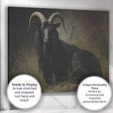 Black Goat Portrait Dark Moody Rustic Animal Canvas Wall Art Print Decor Picture Ready to Hang