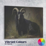 Black Goat Portrait Dark Moody Rustic Animal Canvas Wall Art Print Decor Picture Ready to Hang