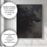 Dark Wolf Head Fierce Wildlife Abstract Portrait Canvas Wall Art Print Decor Picture Ready to Hang
