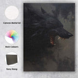Dark Wolf Head Fierce Wildlife Abstract Portrait Canvas Wall Art Print Decor Picture Ready to Hang