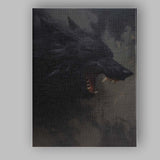 Dark Wolf Head Fierce Wildlife Abstract Portrait Canvas Wall Art Print Decor Picture Ready to Hang