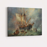 Historic Sailing Ship Rescue at Sea Dramatic Maritime Canvas Wall Art Print Decor Picture Ready to Hang