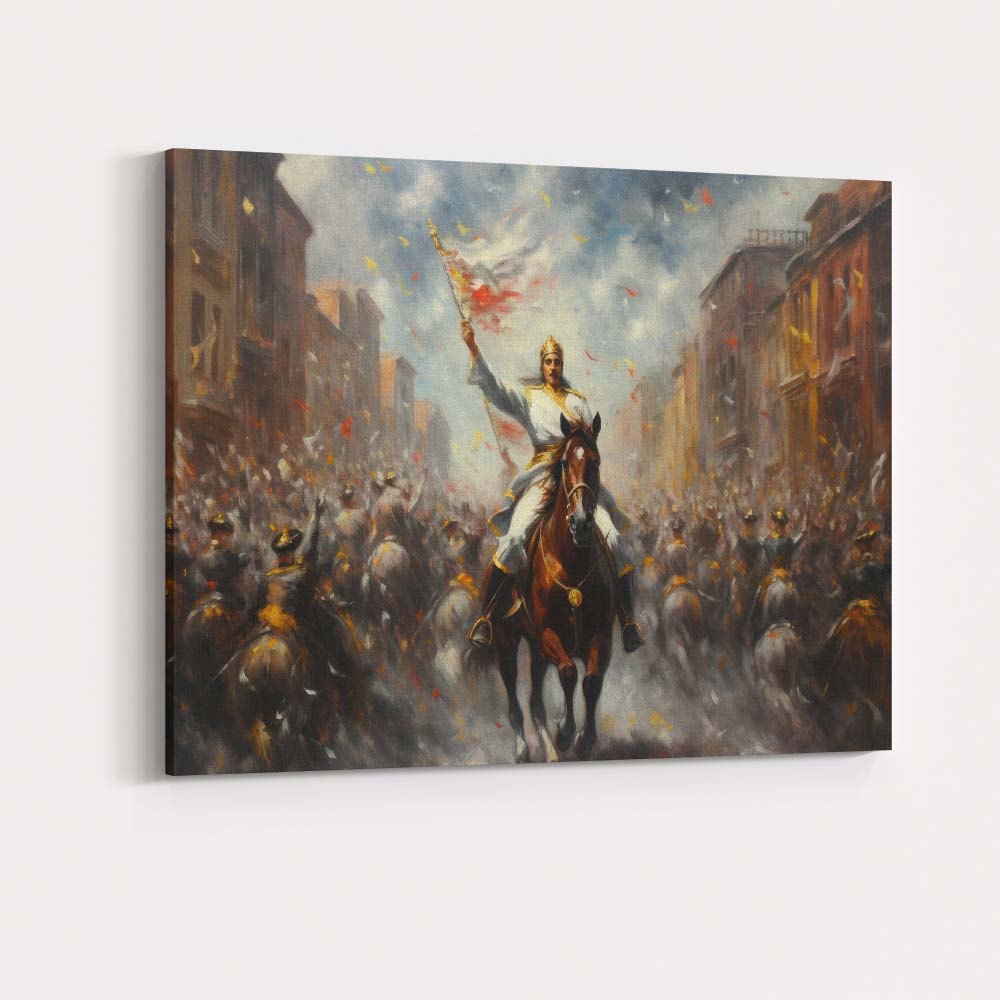 Victorious Horseback Leader Procession Historical Celebration Canvas Wall Art Print Decor Picture Ready to Hang