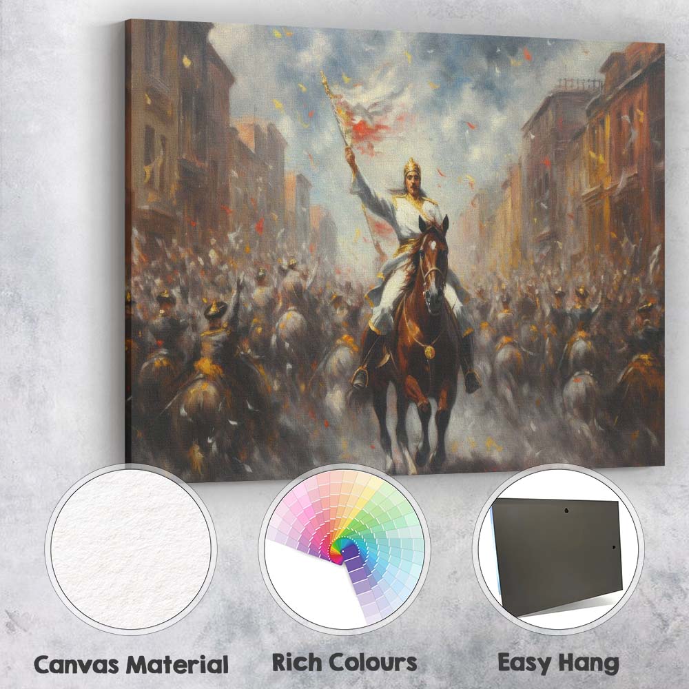 Victorious Horseback Leader Procession Historical Celebration Canvas Wall Art Print Decor Picture Ready to Hang