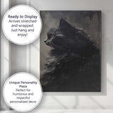 Black Cat Portrait Dark Moody Oil Painting Canvas Wall Art Print Decor Picture Ready to Hang