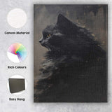 Black Cat Portrait Dark Moody Oil Painting Canvas Wall Art Print Decor Picture Ready to Hang
