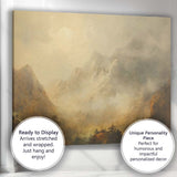 Ethereal Alpine Peaks Foggy Mountain Landscape Painting Canvas Wall Art Print Decor Picture Ready to Hang