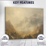 Ethereal Alpine Peaks Foggy Mountain Landscape Painting Canvas Wall Art Print Decor Picture Ready to Hang