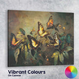 Colourful Butterflies On Botanical Foliage Nature Artwork Canvas Wall Art Print Decor Picture Ready to Hang