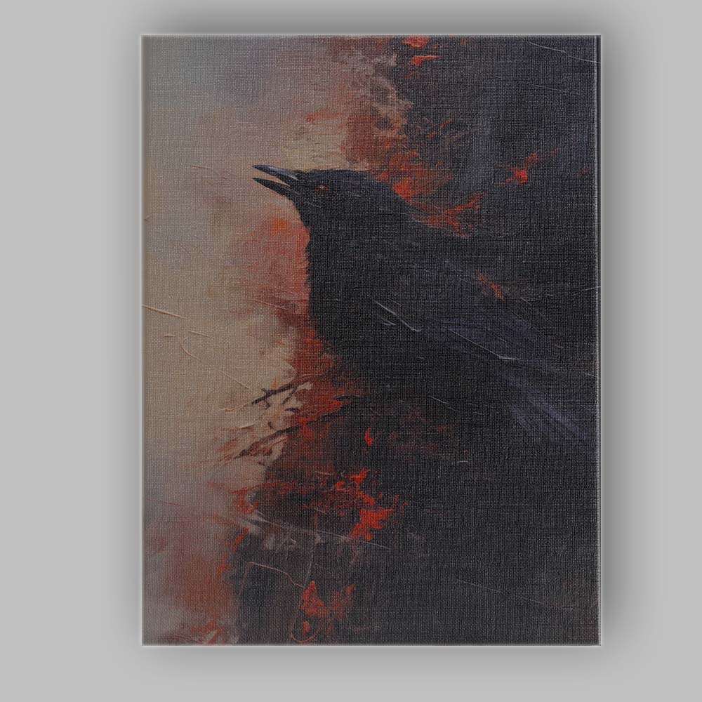 Black Raven Dramatic Abstract Bird Artwork Canvas Wall Art Print Decor Picture Ready to Hang