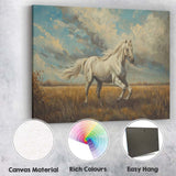 Majestic White Horse Running Through Meadow Landscape Canvas Wall Art Print Decor Picture Ready to Hang