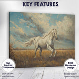 Majestic White Horse Running Through Meadow Landscape Canvas Wall Art Print Decor Picture Ready to Hang