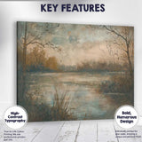 Tranquil Misty Lake Waterside Watercolour Landscape Canvas Wall Art Print Decor Picture Ready to Hang