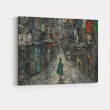Urban Alleyway Figure Textured Abstract Cityscape Painting Canvas Wall Art Print Decor Picture Ready to Hang