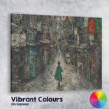 Urban Alleyway Figure Textured Abstract Cityscape Painting Canvas Wall Art Print Decor Picture Ready to Hang