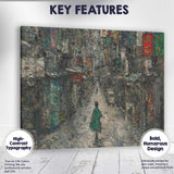 Urban Alleyway Figure Textured Abstract Cityscape Painting Canvas Wall Art Print Decor Picture Ready to Hang