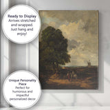 Countryside Tree and Windmill Pastoral Landscape Painting Canvas Wall Art Print Decor Picture Ready to Hang