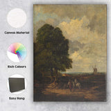 Countryside Tree and Windmill Pastoral Landscape Painting Canvas Wall Art Print Decor Picture Ready to Hang
