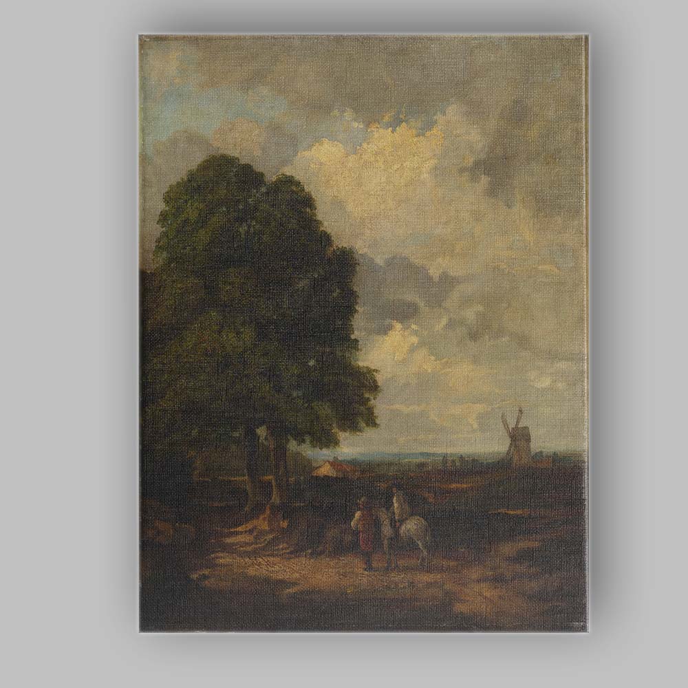 Countryside Tree and Windmill Pastoral Landscape Painting Canvas Wall Art Print Decor Picture Ready to Hang
