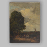Countryside Tree and Windmill Pastoral Landscape Painting Canvas Wall Art Print Decor Picture Ready to Hang