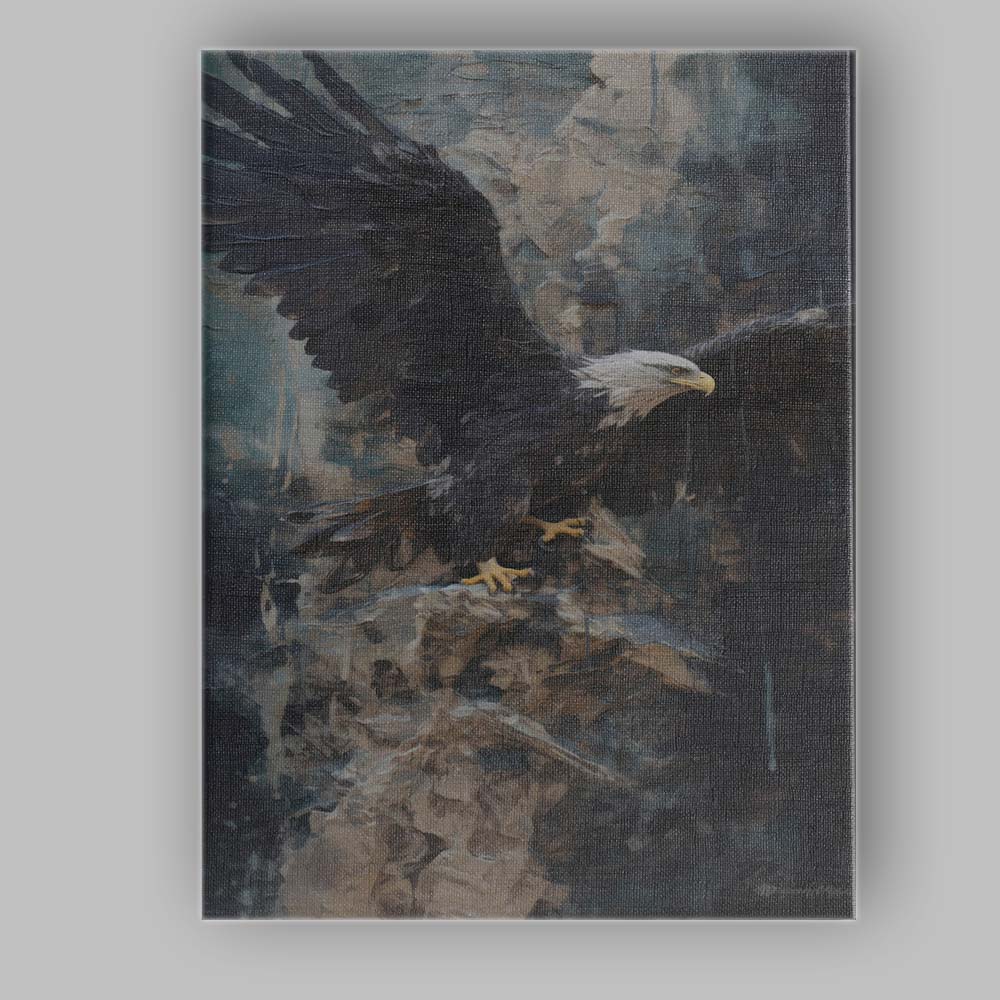 Majestic Bald Eagle Dark Textured Wildlife Painting Canvas Wall Art Print Decor Picture Ready to Hang