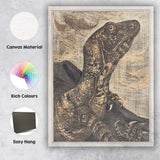 Antique Monitor Lizard Natural History Illustration Canvas Wall Art Print Decor Picture Ready to Hang