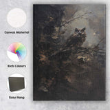 Dark Woodland Owl Atmospheric Wildlife Contemporary Painting Canvas Wall Art Print Decor Picture Ready to Hang