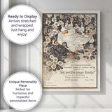 Art Nouveau Duckling and Daisy Floral Decorative Book Illustration Canvas Wall Art Print Decor Picture Ready to Hang