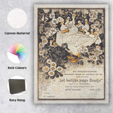 Art Nouveau Duckling and Daisy Floral Decorative Book Illustration Canvas Wall Art Print Decor Picture Ready to Hang