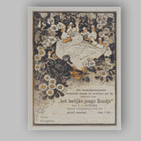 Art Nouveau Duckling and Daisy Floral Decorative Book Illustration Canvas Wall Art Print Decor Picture Ready to Hang