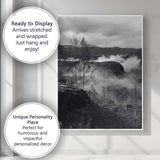 Misty Mountain Valley Black and White Nordic Landscape Photography Canvas Wall Art Print Decor Picture Ready to Hang