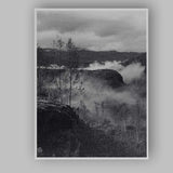 Misty Mountain Valley Black and White Nordic Landscape Photography Canvas Wall Art Print Decor Picture Ready to Hang