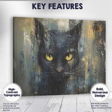 Dark Black Cat Abstract Expressionist Animal Portrait Canvas Wall Art Print Decor Picture Ready to Hang