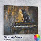 Black Cat Sitting on Piano Moody Abstract Gothic Painting Canvas Wall Art Print Decor Picture Ready to Hang