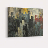 Dark Urban Skyline Abstract Expressionist Cityscape Painting Canvas Wall Art Print Decor Picture Ready to Hang