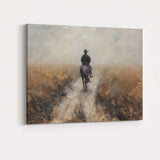 Lone Cowboy Riding Through Dusty Western Prairie Painting Canvas Wall Art Print Decor Picture Ready to Hang