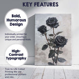 Elegant Black Rose Botanical Floral Still Life Painting Canvas Wall Art Print Decor Picture Ready to Hang