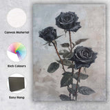 Elegant Black Rose Botanical Floral Still Life Painting Canvas Wall Art Print Decor Picture Ready to Hang