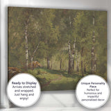 Sunlit Birch Forest Woodland Landscape Traditional Painting Canvas Wall Art Print Decor Picture Ready to Hang