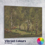 Sunlit Birch Forest Woodland Landscape Traditional Painting Canvas Wall Art Print Decor Picture Ready to Hang