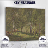 Sunlit Birch Forest Woodland Landscape Traditional Painting Canvas Wall Art Print Decor Picture Ready to Hang