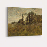 Golden Countryside Meadow Impressionist Landscape Painting Canvas Wall Art Print Decor Picture Ready to Hang