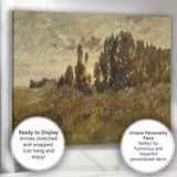 Golden Countryside Meadow Impressionist Landscape Painting Canvas Wall Art Print Decor Picture Ready to Hang