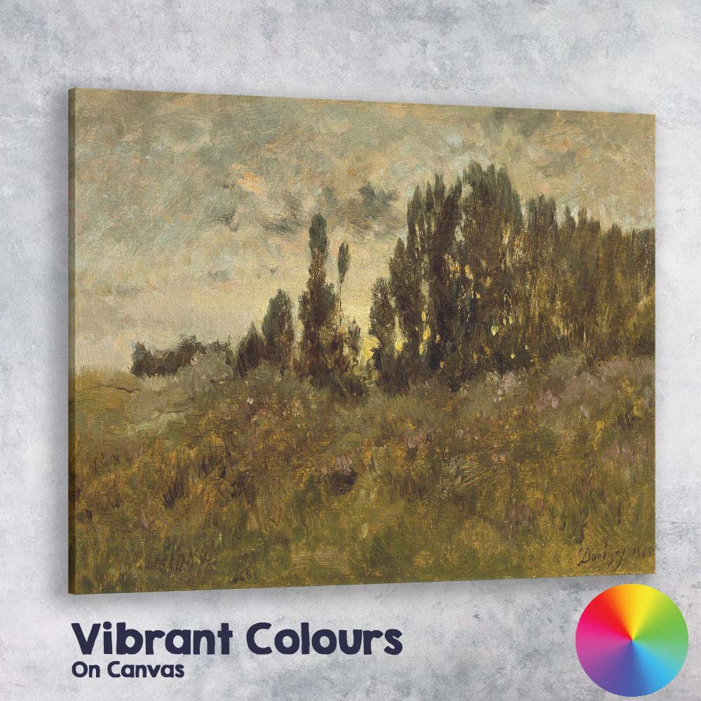 Golden Countryside Meadow Impressionist Landscape Painting Canvas Wall Art Print Decor Picture Ready to Hang