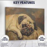 Sleepy Pug Dog Portrait Warm Neutral Toned Animal Painting Canvas Wall Art Print Decor Picture Ready to Hang