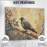 Black Crow Perched on Branch Rustic Woodland Wildlife Painting Canvas Wall Art Print Decor Picture Ready to Hang