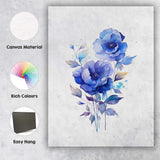 Elegant Blue Peony Blossom Watercolour Floral Canvas Wall Art Print Decor Picture Ready to Hang