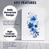 Modern Blue Floral Botanical Watercolour Arrangement Canvas Wall Art Print Decor Picture Ready to Hang
